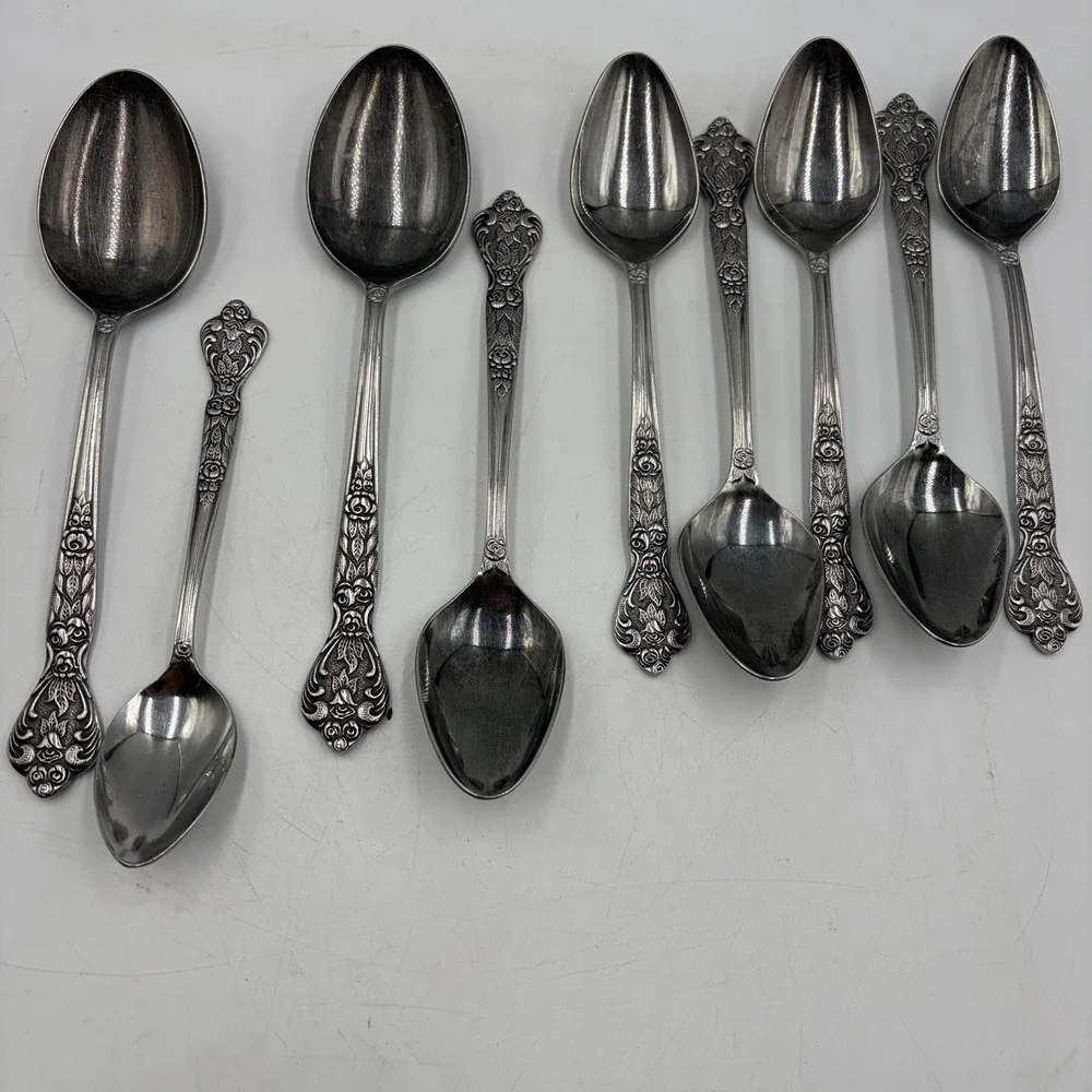 Lot of 9 Versailles by MSI Stainless Japan Oval Soup Spoons 3 Sizes